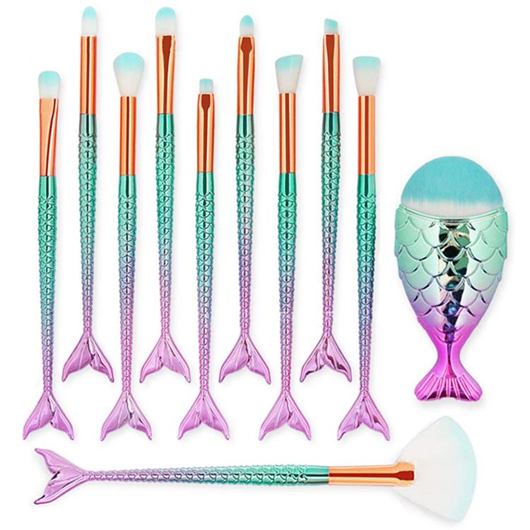 11PCS Kosmetik Eyeshadow Blush 3D Mermaid Makeup Brush Set