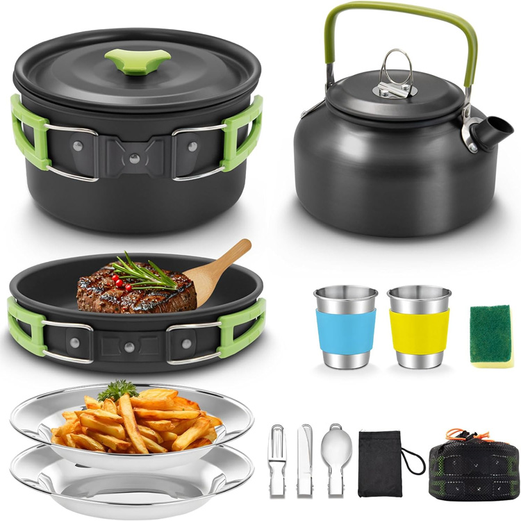 16pcs Camping CO cookware, Camping Cooking Set Camping Pot