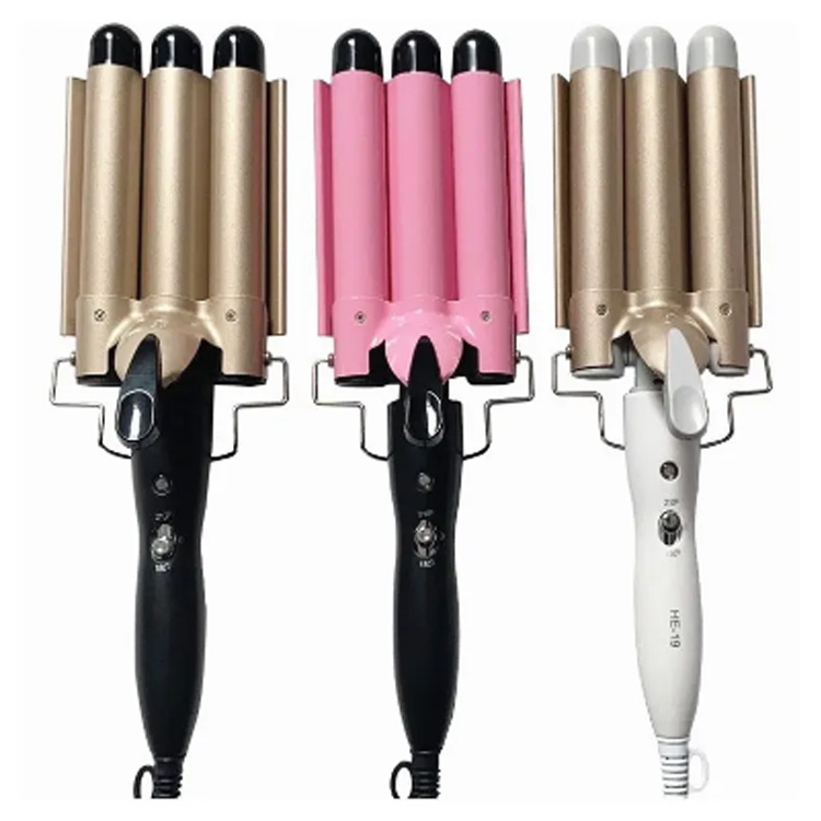 Luwes Portable Dual voltase Rambut Crimper Telung Curling Iron