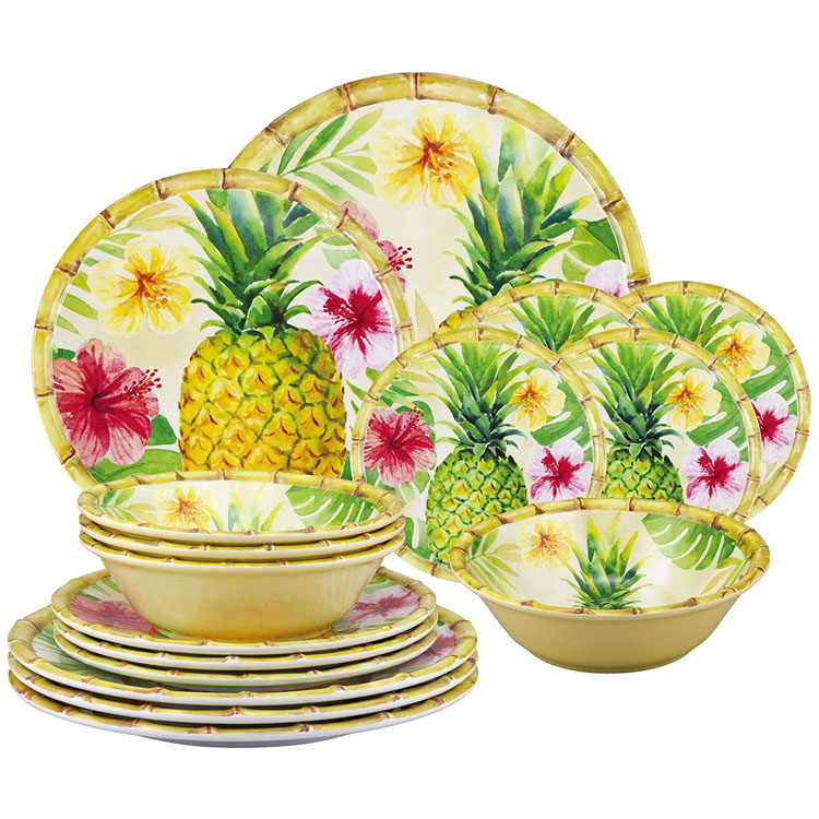 Pring Pineapple Dish Bowl Plate Melamine Dinnerware Set