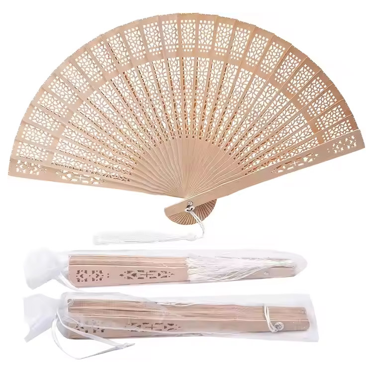 Hiburan ulang tahun pring vintage penggemar tangan kayu lempung