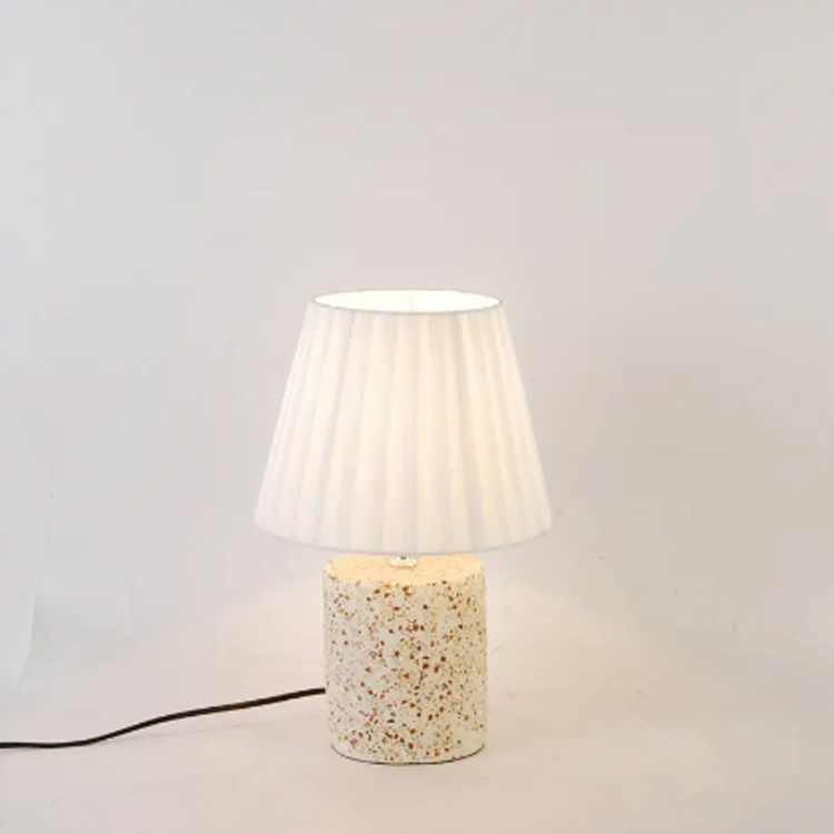 Bedside Modern Dekorasi Putih Terrazzo Base Lampu Meja