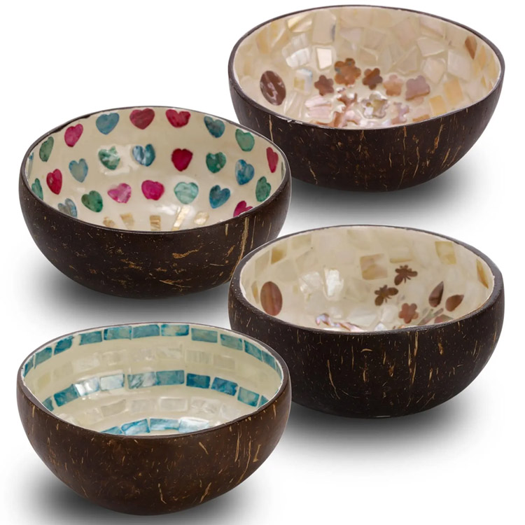 Bowl klapa karo ibune Mutiara Inlay kanggo hiasan omah