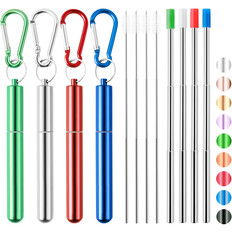 Collapsible Travel Metal Teleskopik Drinking Straws