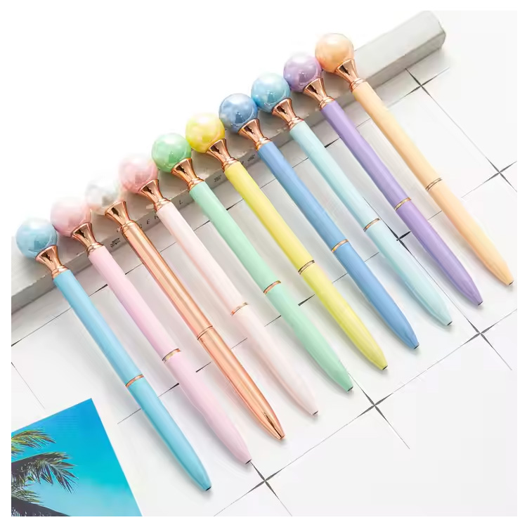 Custom Logo 1.0mm Mutiara Ballpoint pen Olahraga Logam Multi-Warna