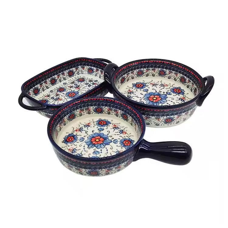 Penyintegrasi vintage khusus panas tahan porcelain goreng wajan