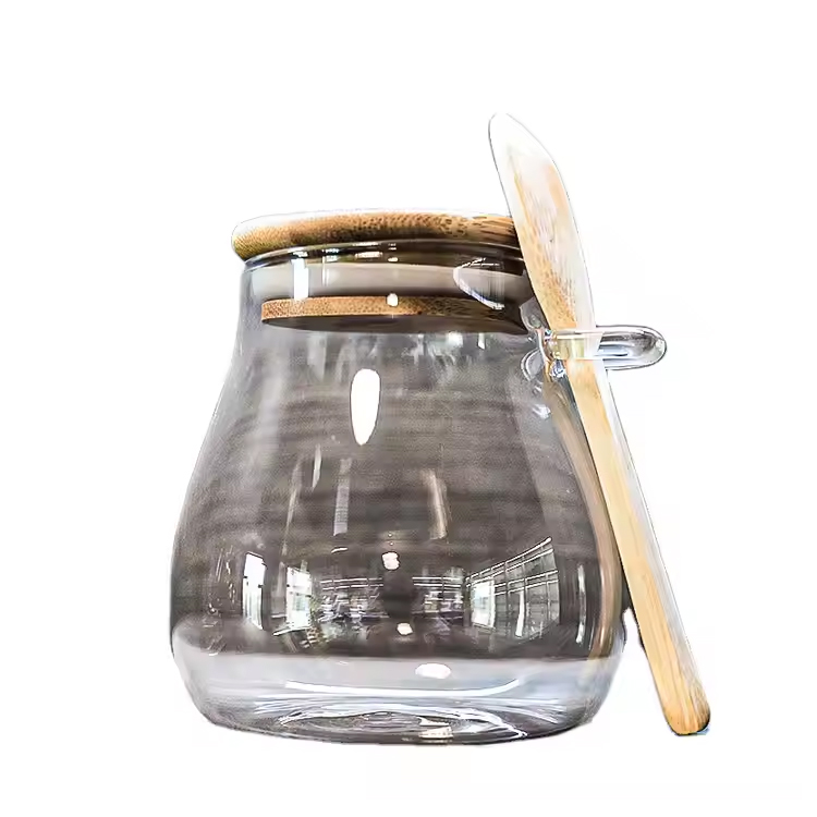 Bentuk teh bumbu kaca kanthi lid flip