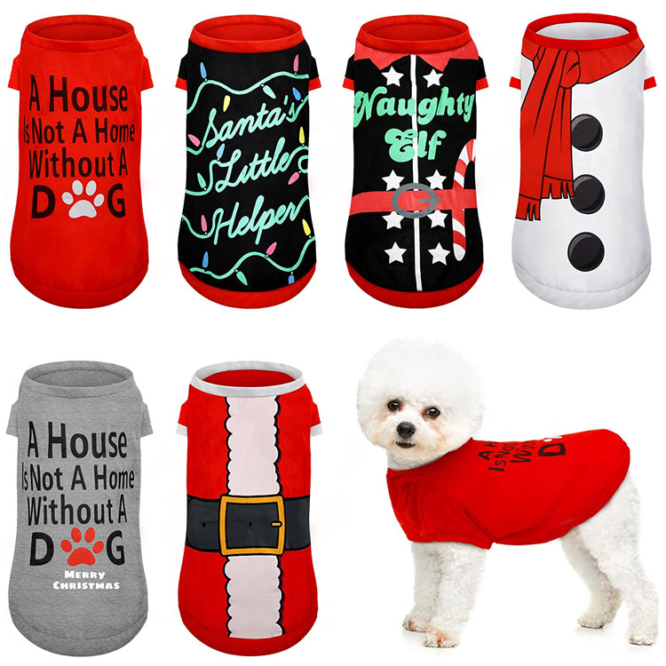 Grosir Kirik Kostum Xmas Apparel Dog Natal Clothing