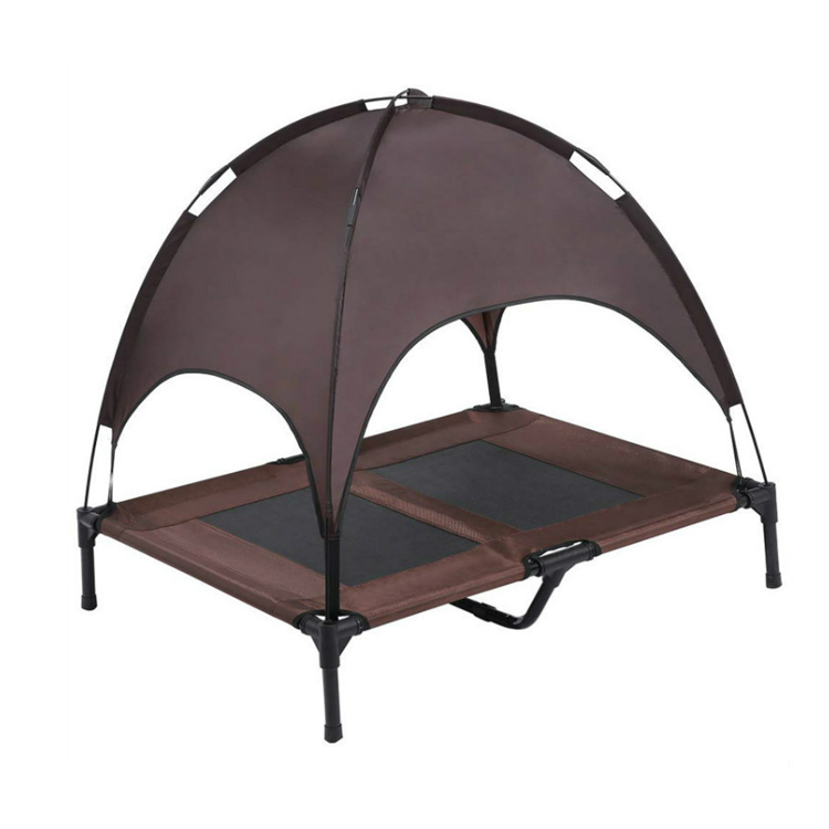 Kasur asu ruangan sing dhuwure Pet Cot karo Canopy Portable kanggo Camping