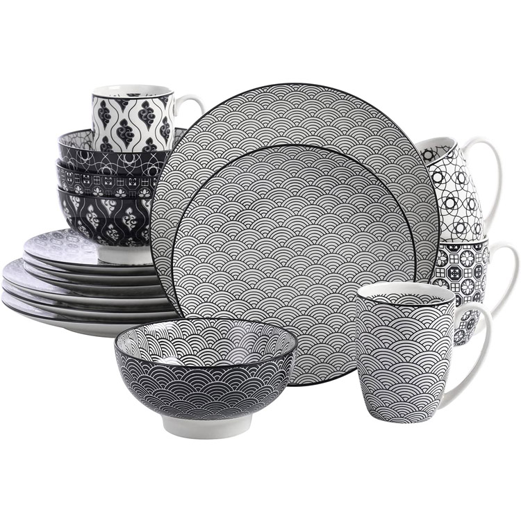 Haruka Keramik Dinnerware Set Cangkir Piring lan Bowl