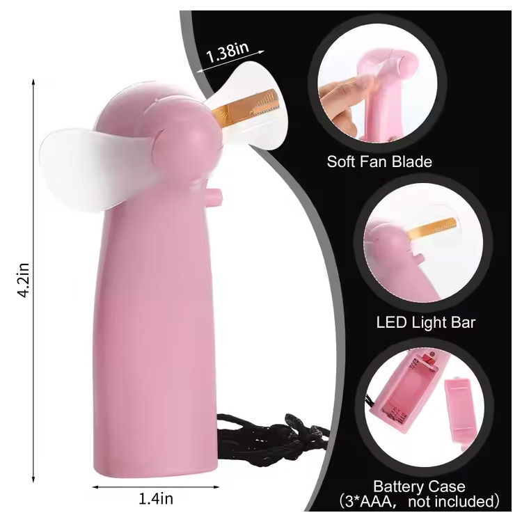 Penggemar Baterei Kaca Mini Portable Handy