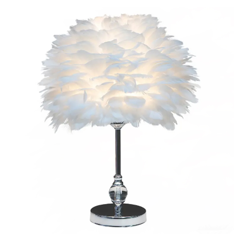 Jambon Heart-shaped Crystal Hemisphere Bulu Meja Lamp