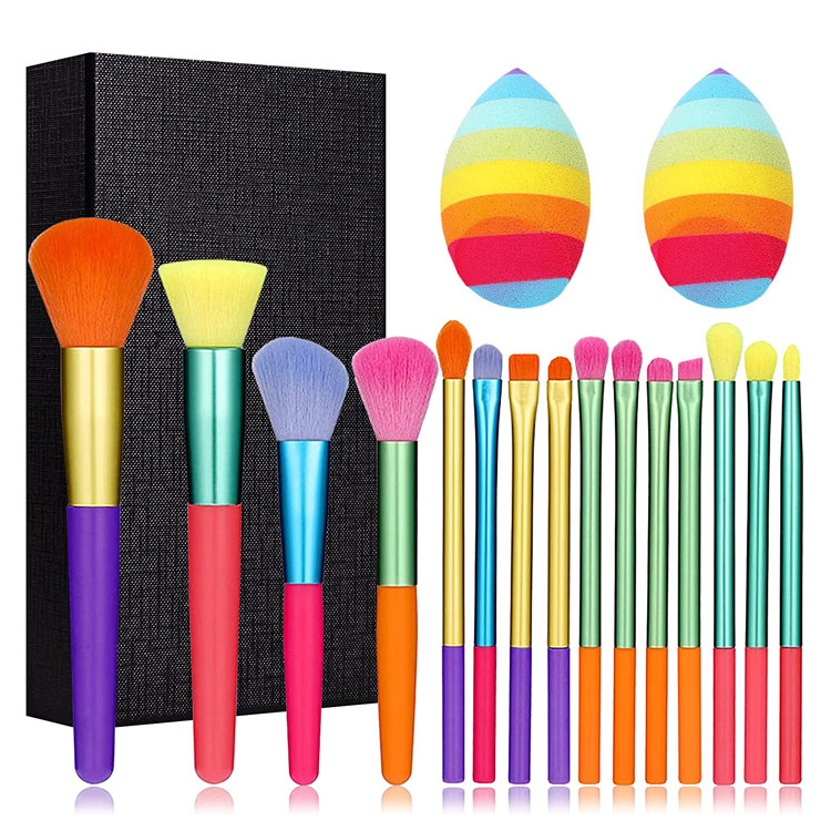 Set Kuas Makeup Sintetis Premium 15PCS Warna-warni