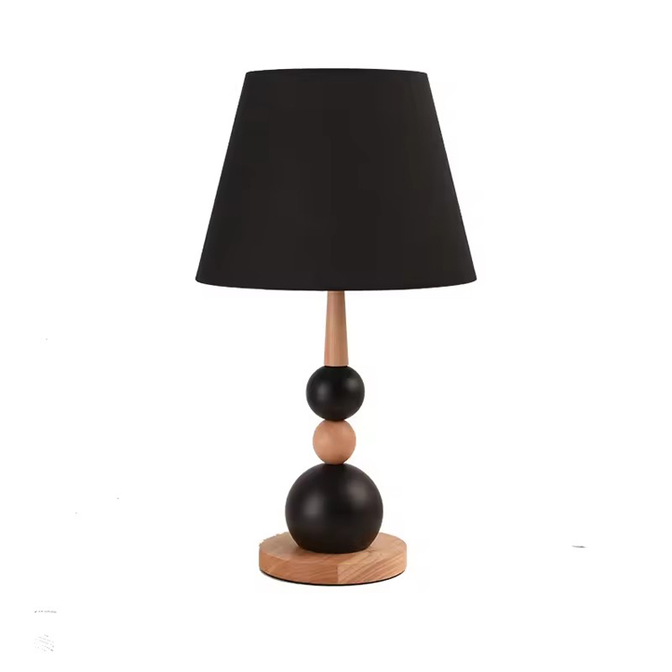 Mung Black Ball Retro Kayu Bedside Minimal Table Lamp