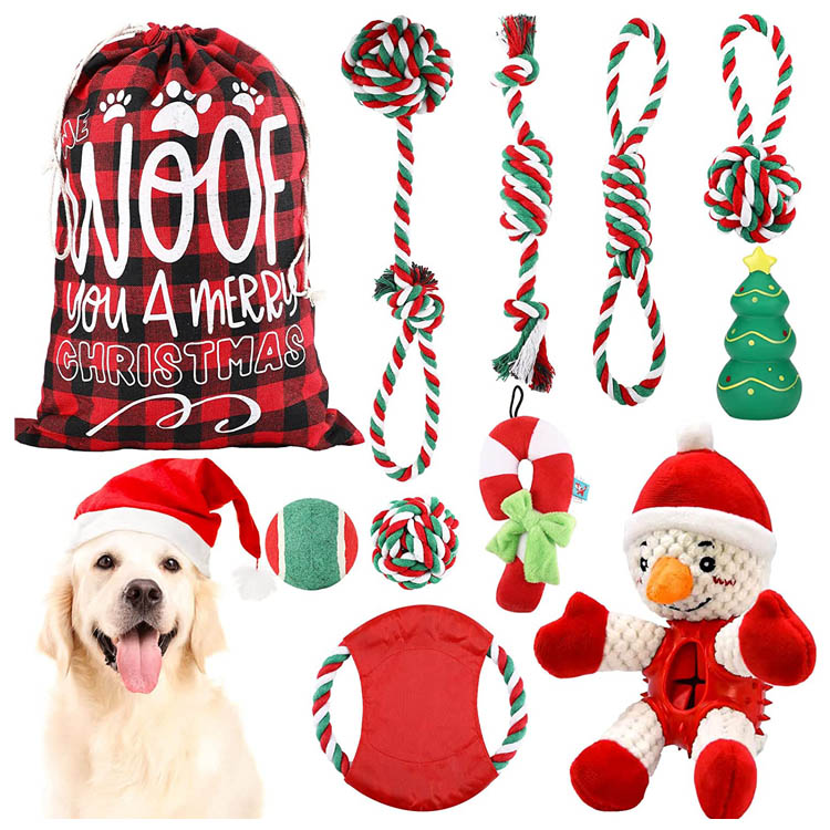 Squeaky Rope Stocking Stuffers Natal Gifts kanggo asu