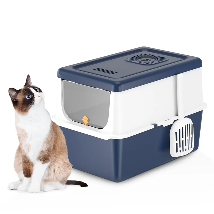Tanduran kothak stainless steel kanthi terlampirake jamban kucing sing dhuwur