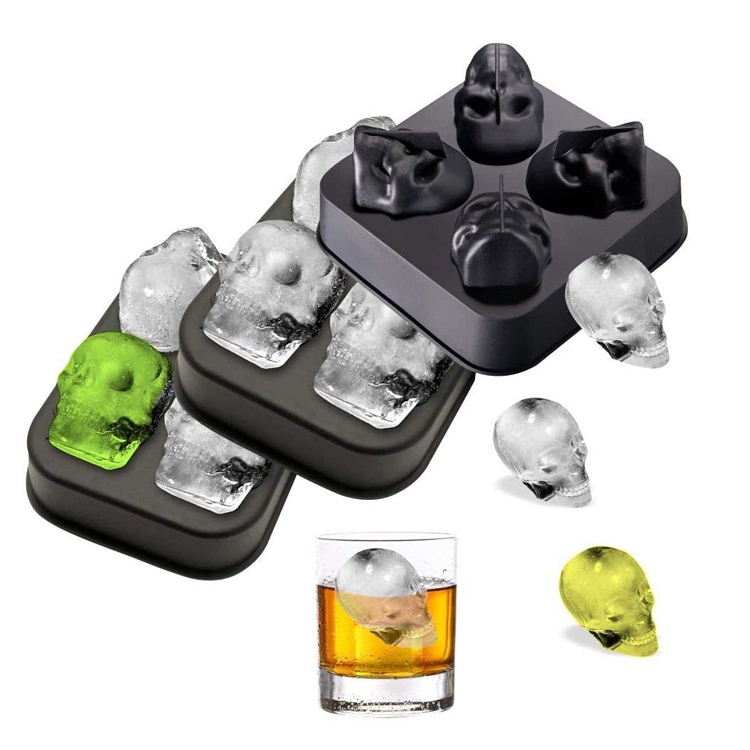 Wiski 3D Tengkorak Silicone Ice Mold Cube Tray